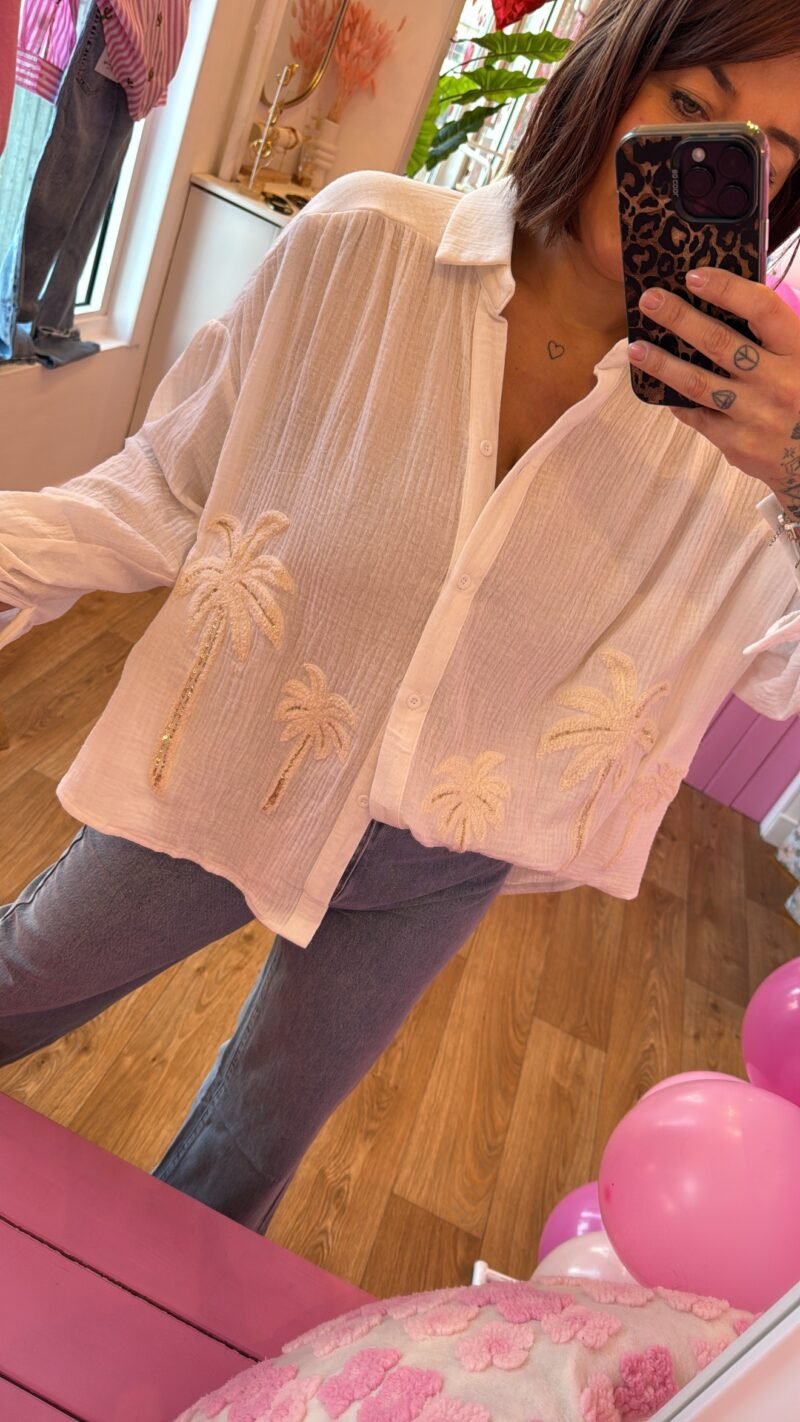 CHEMISE BLANC GAZ PALMIER SEQUIN