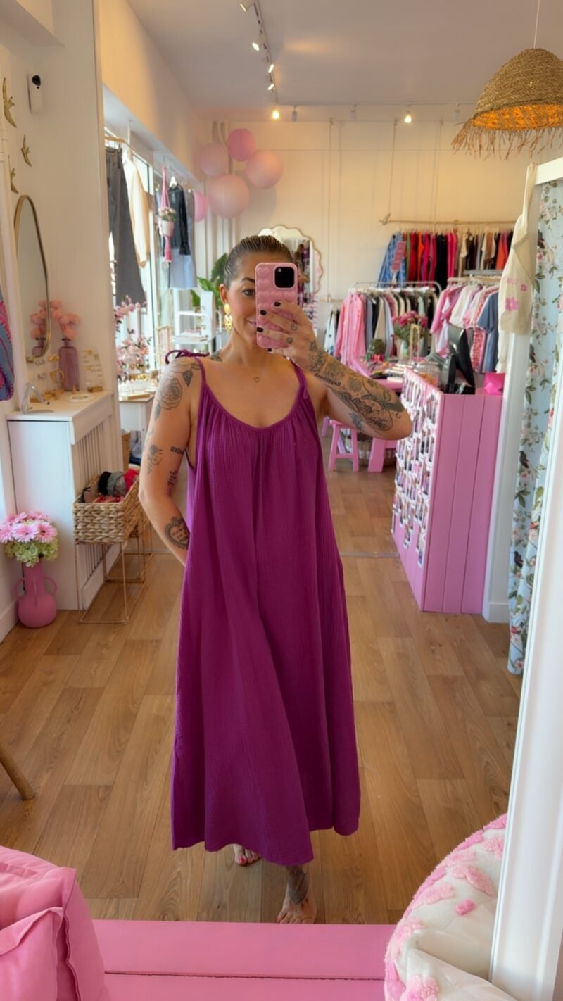 ROBE LONGUE  GAZ DE COTON MAGENTA