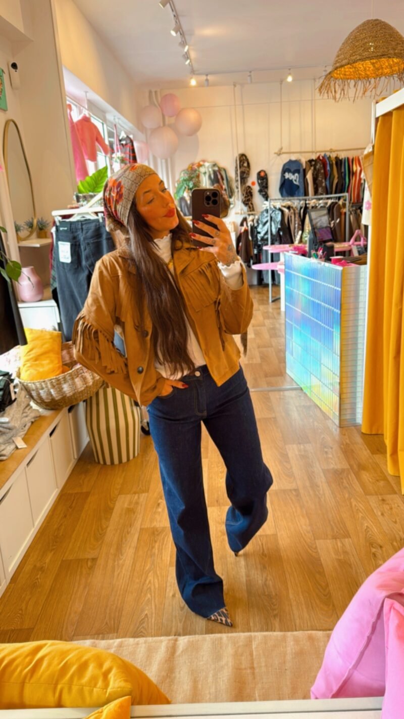 VESTE EN DAIM A FRANGE S/M