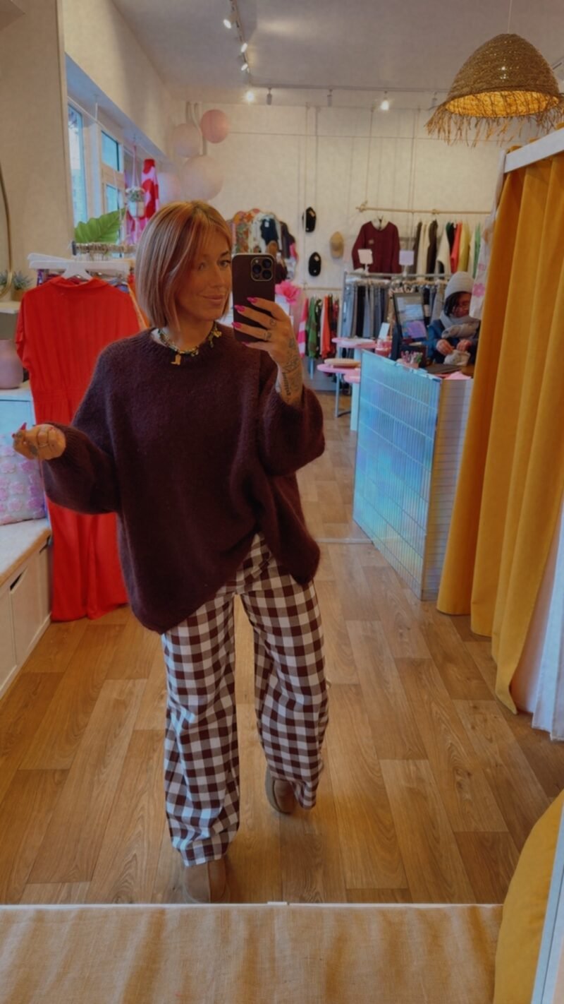 PANTALON VICHY CHOCOLAT   T . S