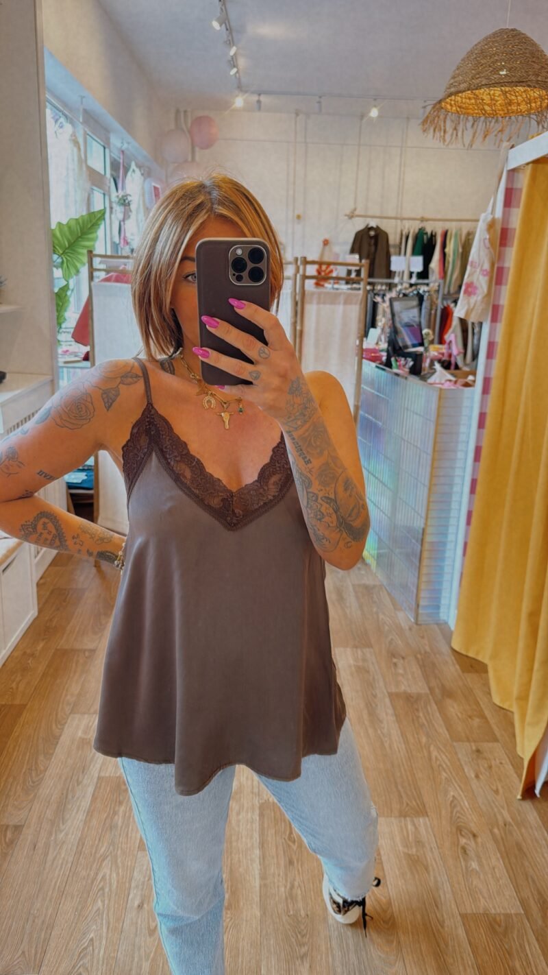 DEBARDEUR DENTELLE CHOCO