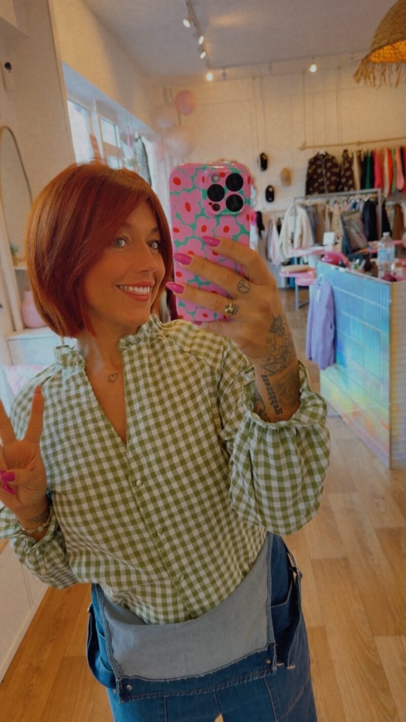 BLOUSE VICHY  VERT  T . M