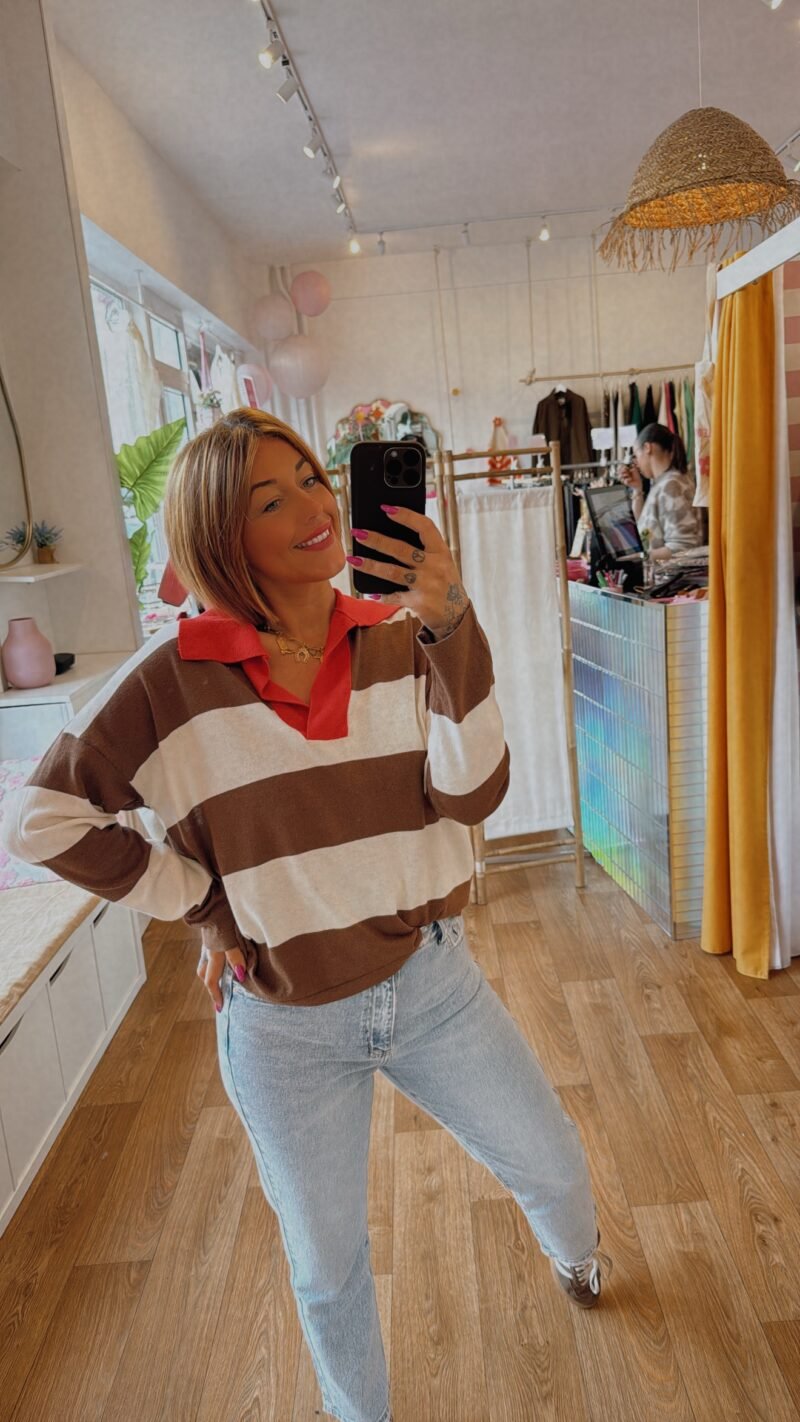 POLO EN MAILLE RAYE CHOCO