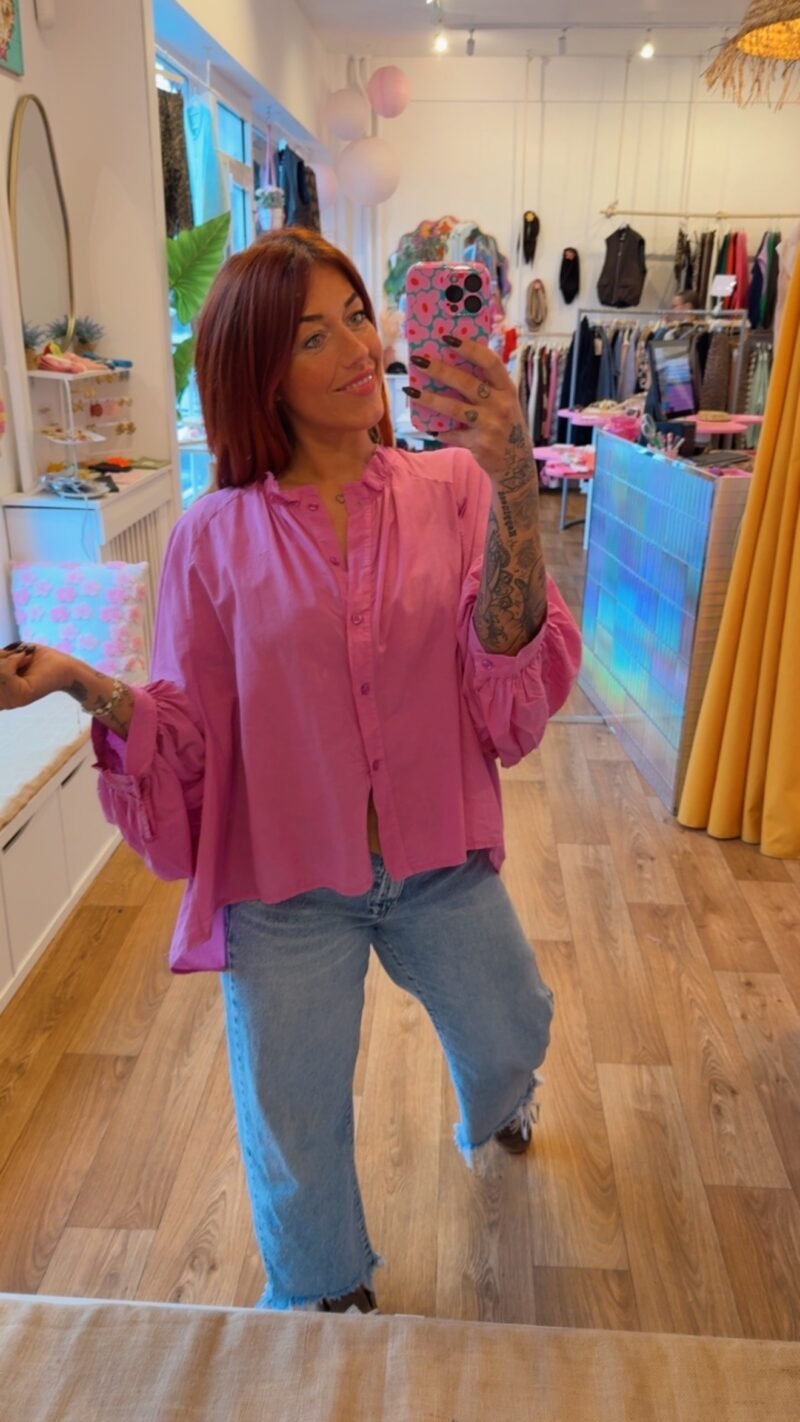 BLOUSE DOS DRAPPE ROSE