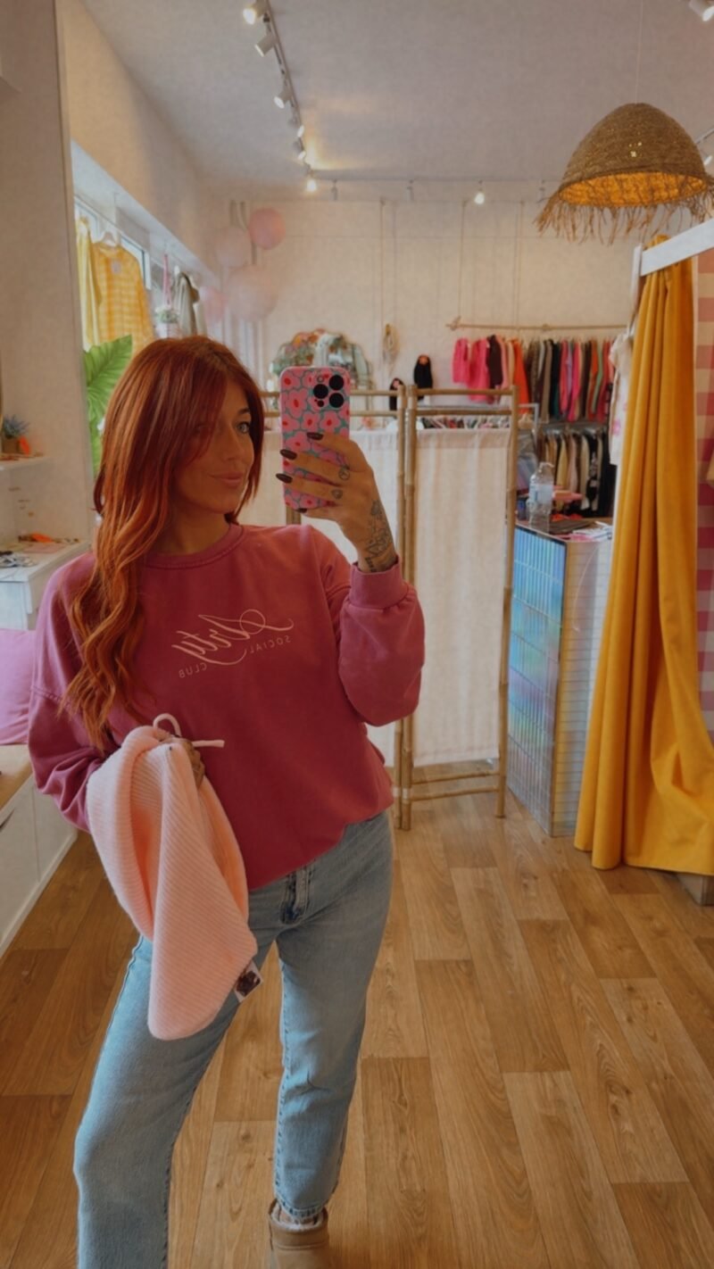 SWEAT ARTY ITALIC  FRAMBOISE