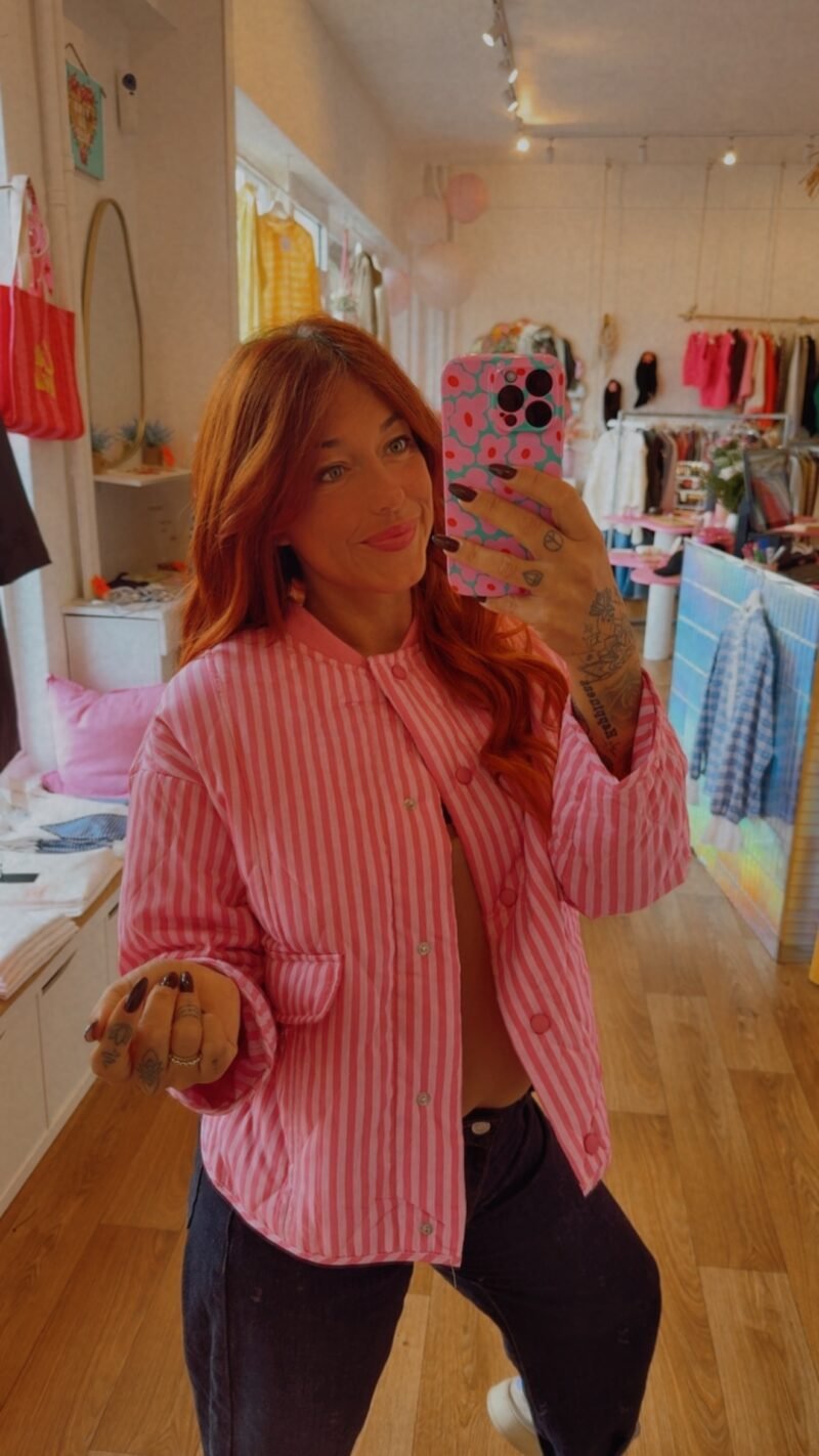 VESTE MATELASSÉ RAYÉ ROSE  M/L