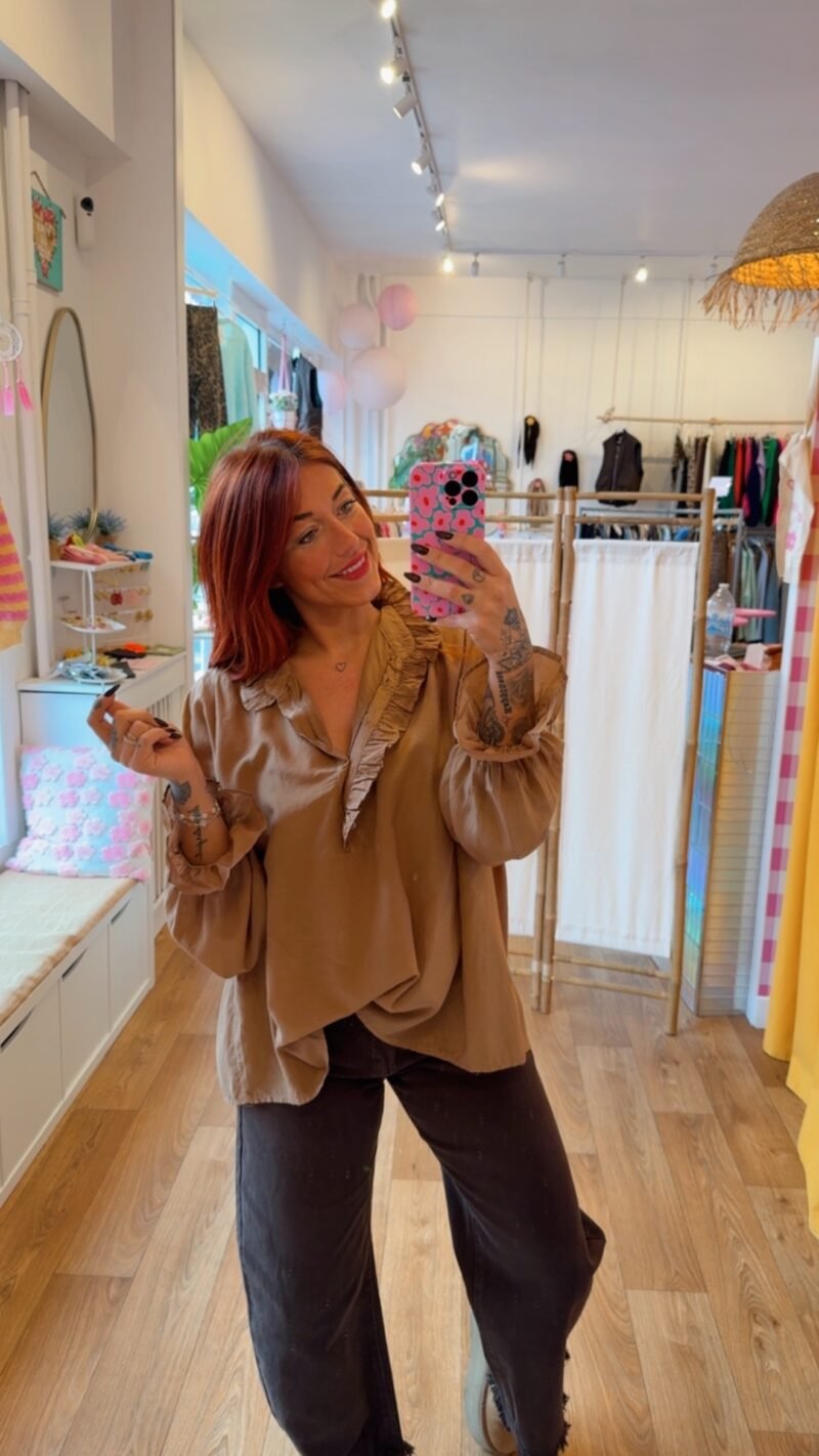 BLOUSE CAMEL   COTON/SOIE