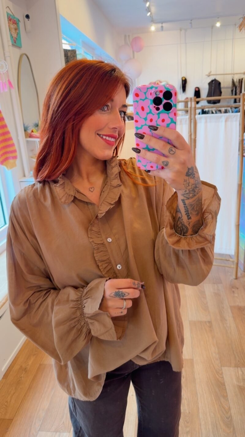 BLOUSE CAMEL   COTON/SOIE