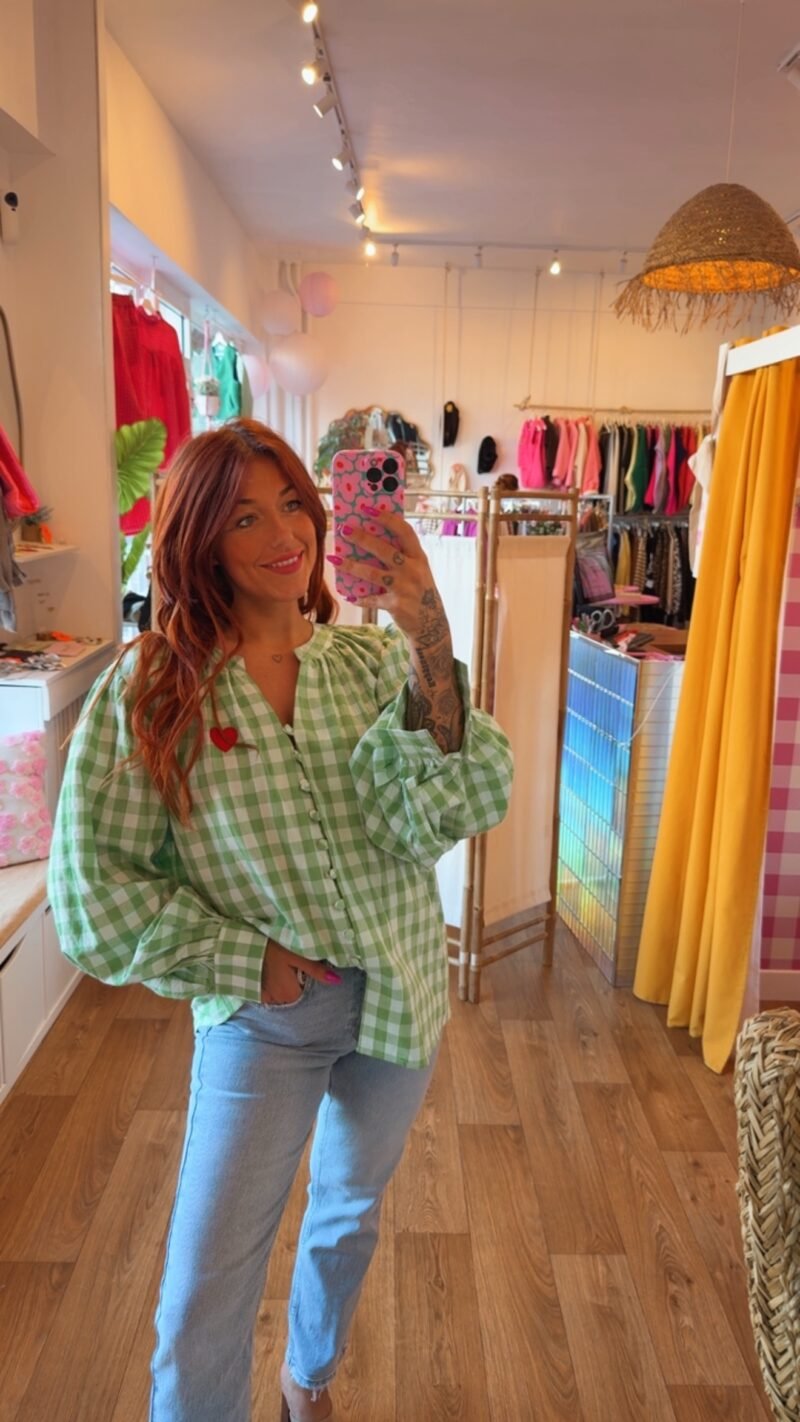 BLOUSE VICHY VERT M/L