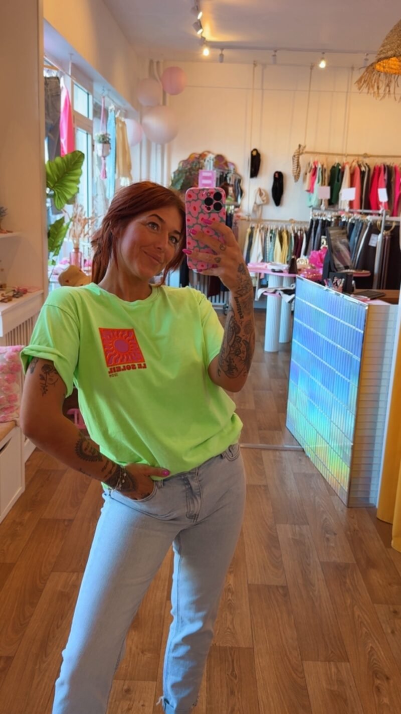 T SHIRT LE SOLEIL VERT FLUO