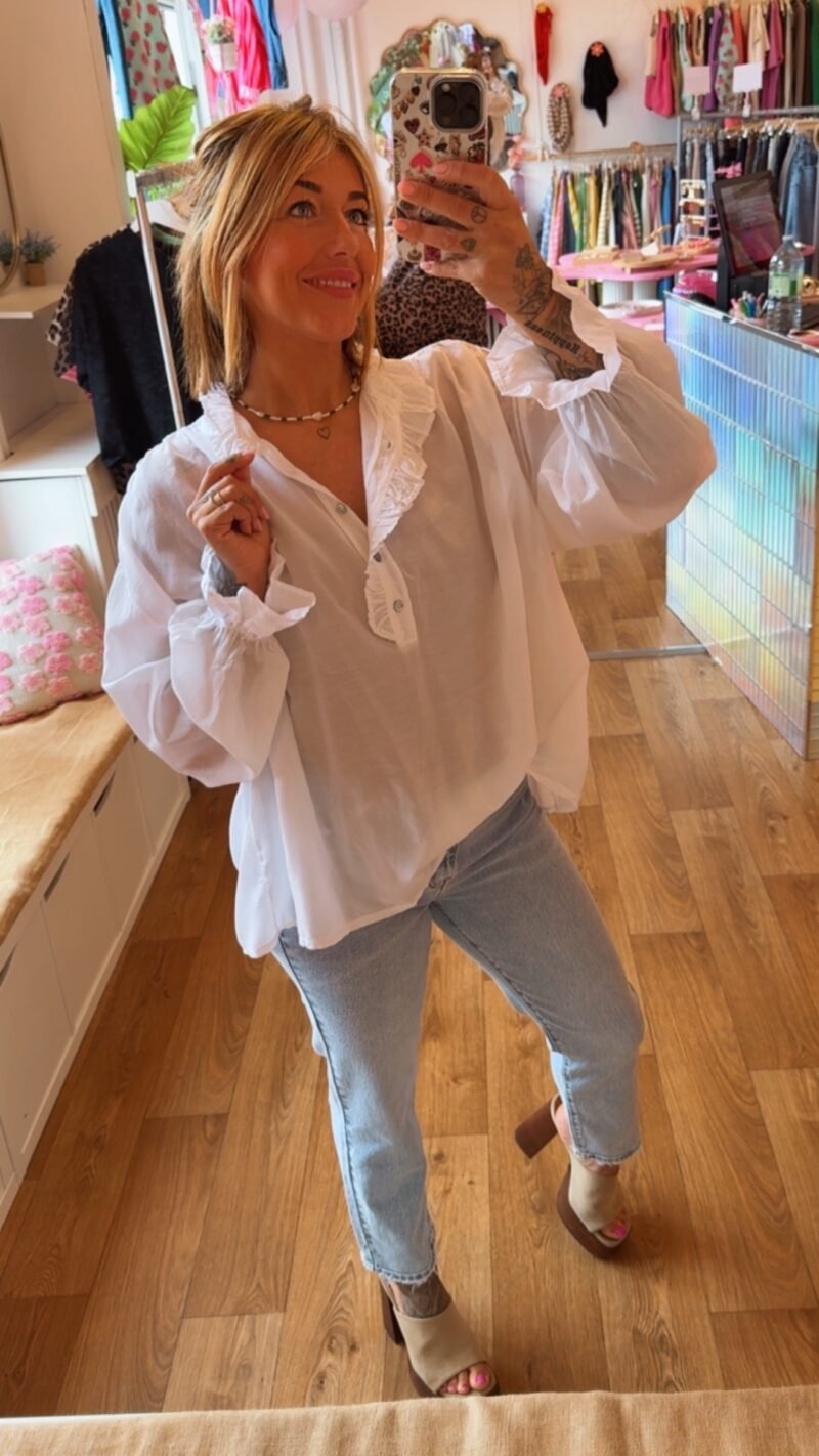 BLOUSE  BLANCHE   COTON/SOIE