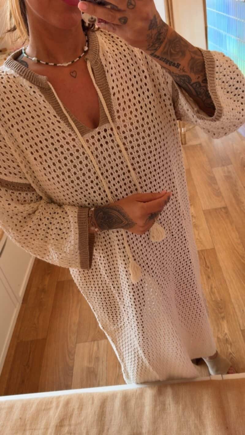 ROBE EN MAILLE ECRU – Image 2