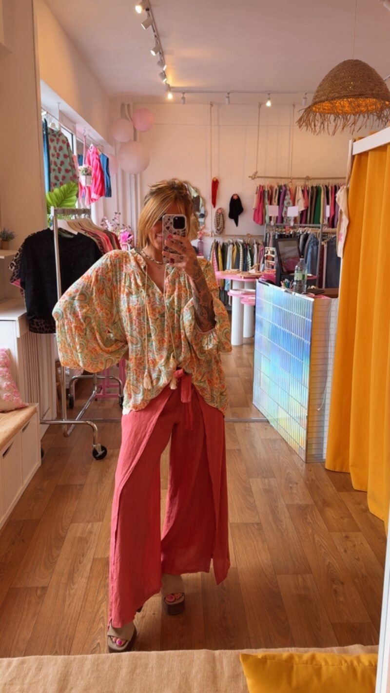 PANTALON EN LIN JUPE  TERRACOTTA