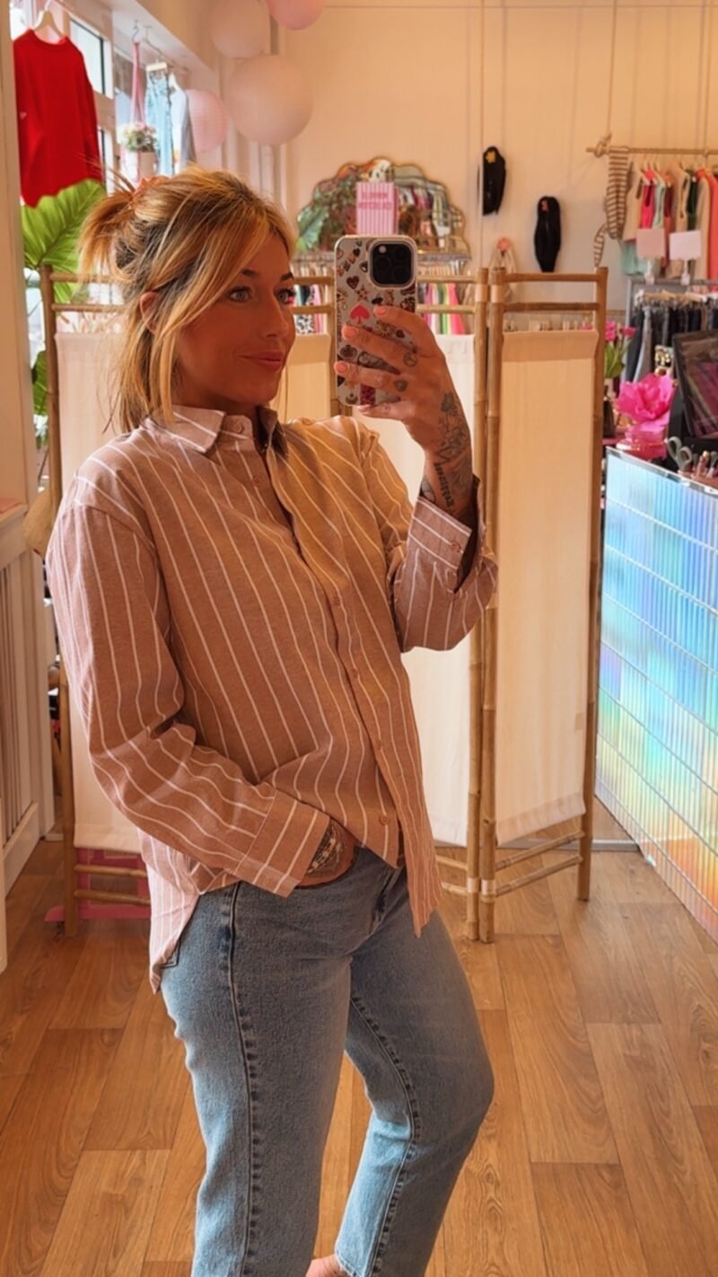 CHEMISE RAYE BEIGE T   S/M
