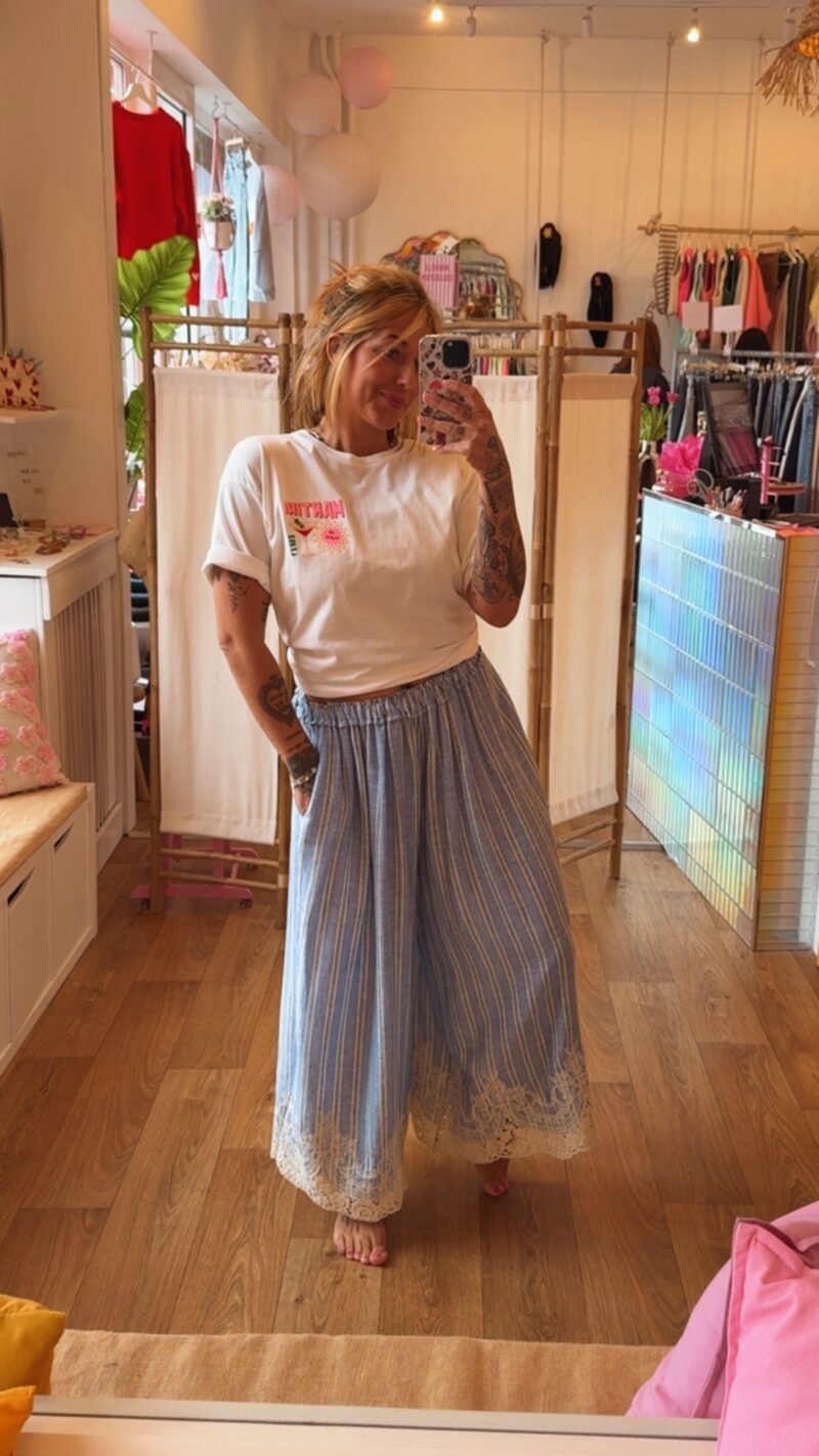 PANTALON COTON DETAIL BRODERIE