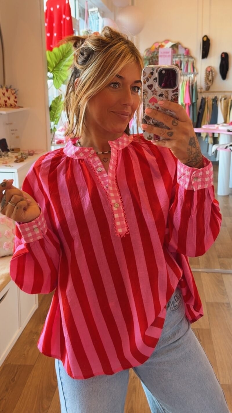 BLOUSE BOBO  RAYE ROUGE