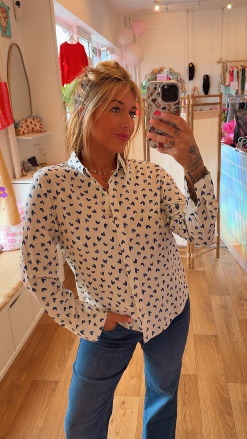 CHEMISE PETIT COEUR BLEU  T . L