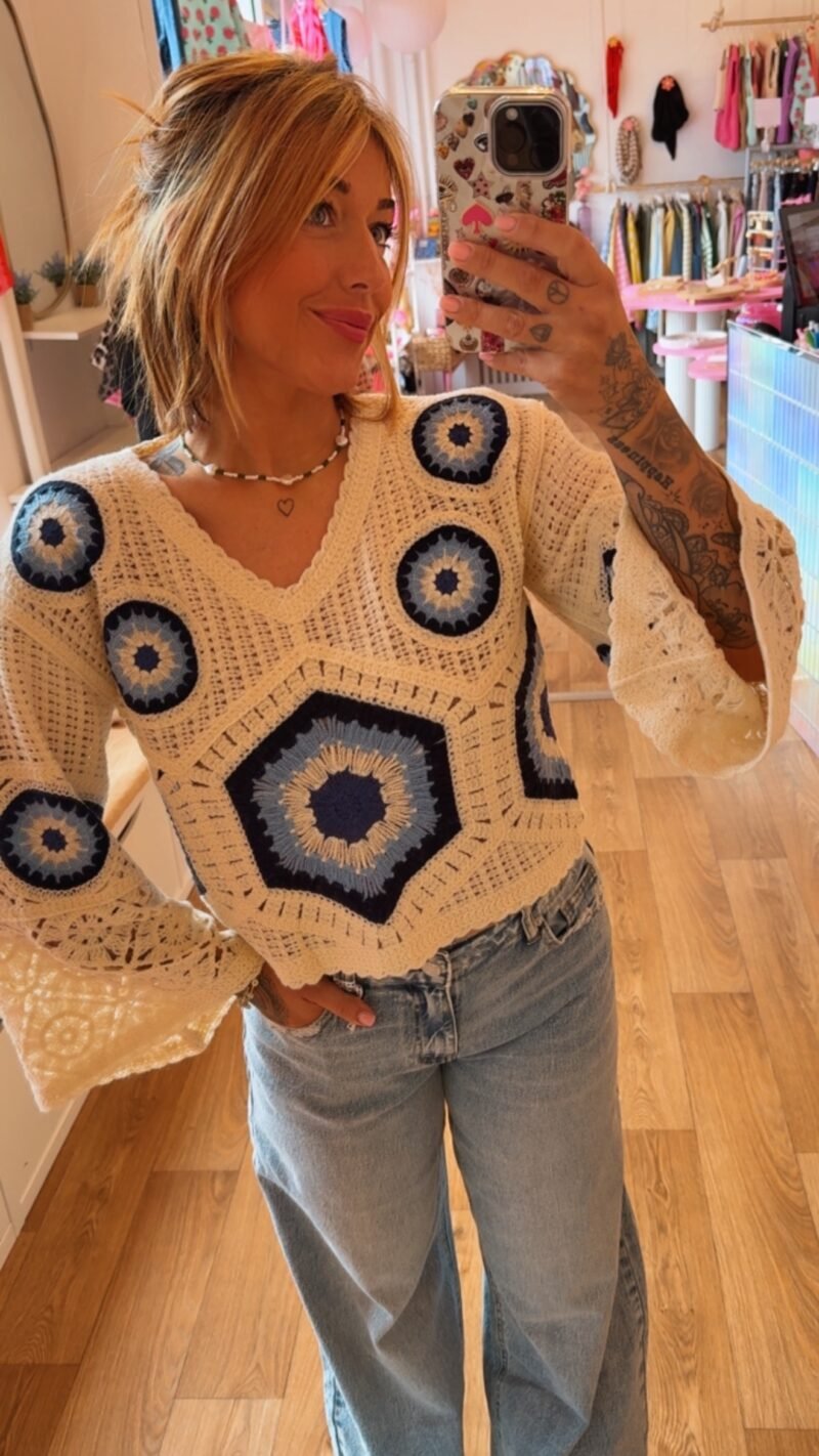 TOP EN CROCHET BLEU  MARINE