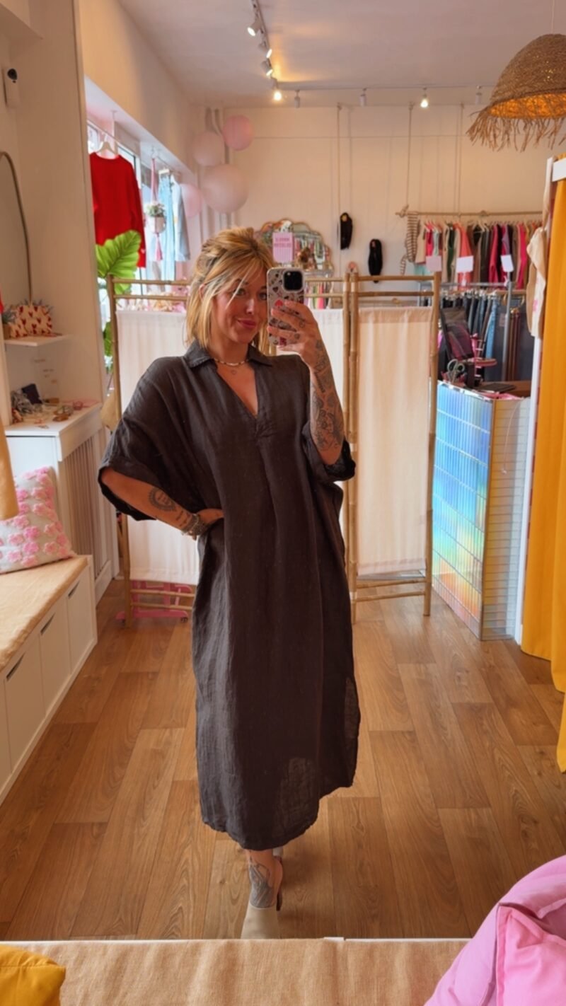 ROBE LONGUE EN LIN CHOCO