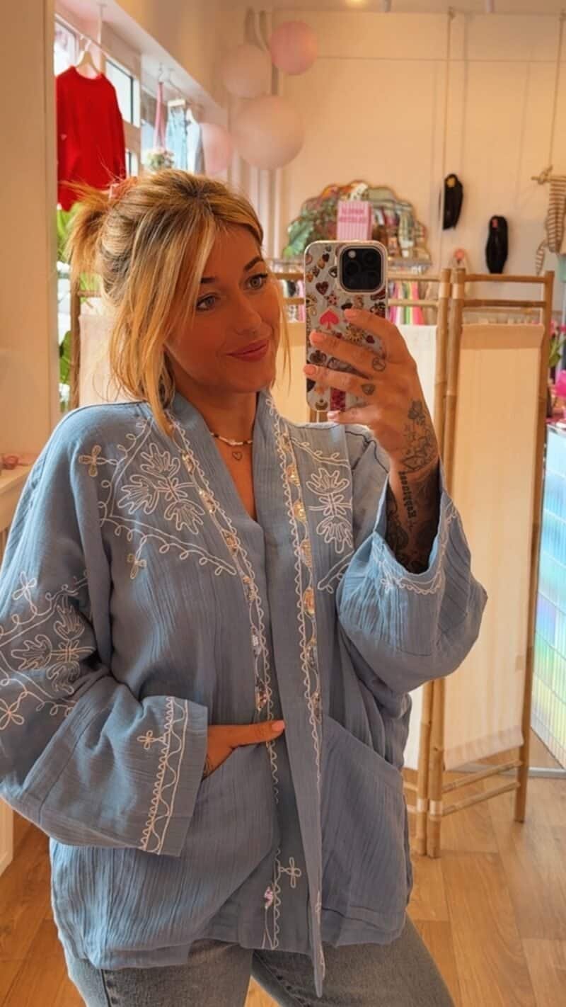 KIMONO COURT BLEU CIEL – Image 2