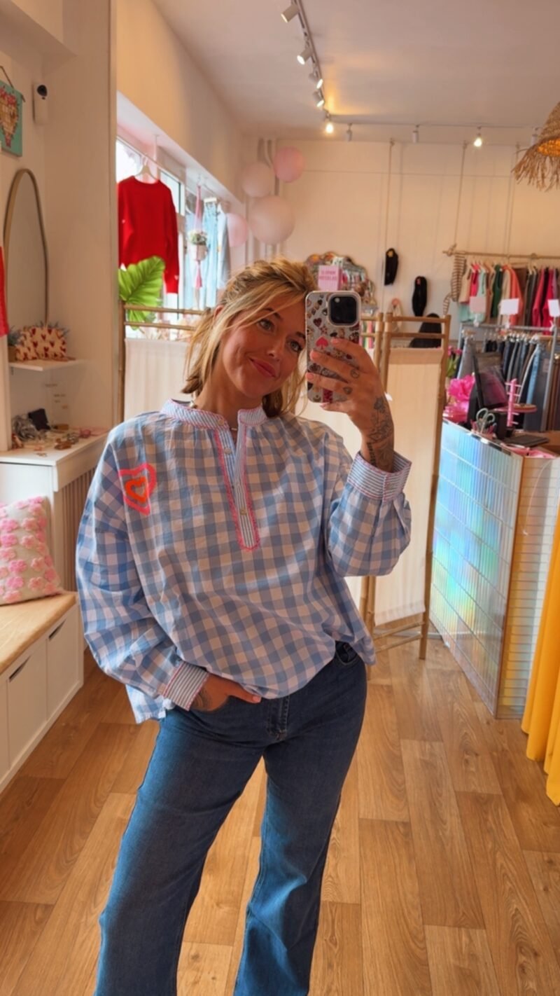 BLOUSE  VICHY BLEU  CIEL