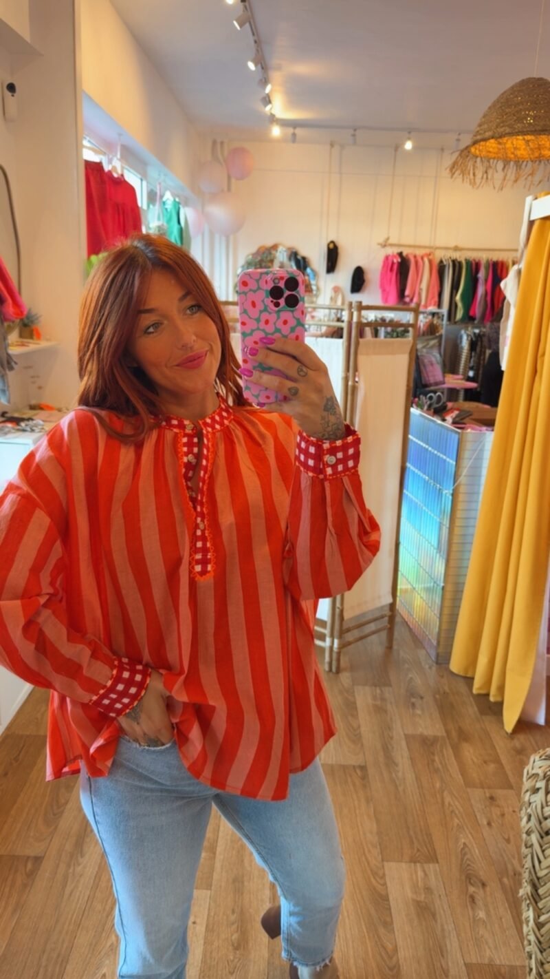 BLOUSE BOBO RAYE ROUGE