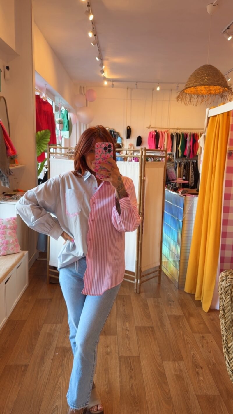 CHEMISE BI COLOR ROSE/CIEL T . L