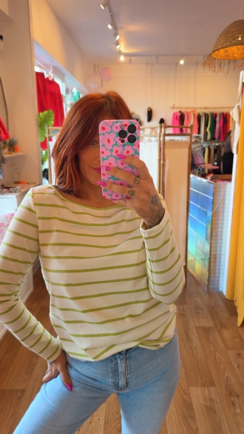 TOP COL BATEAU VERT  CLAIR