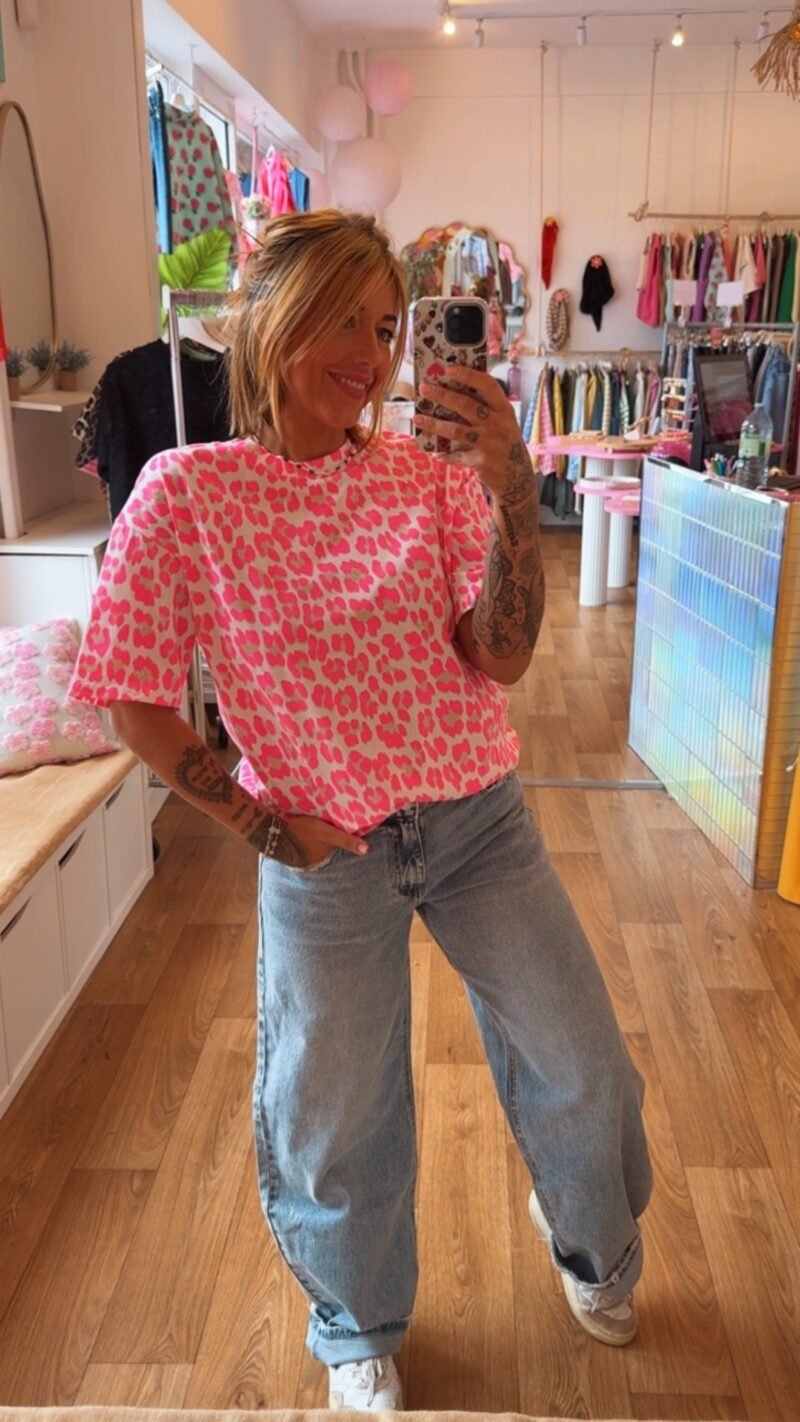 T SHIRT LEO ROSE FLUO