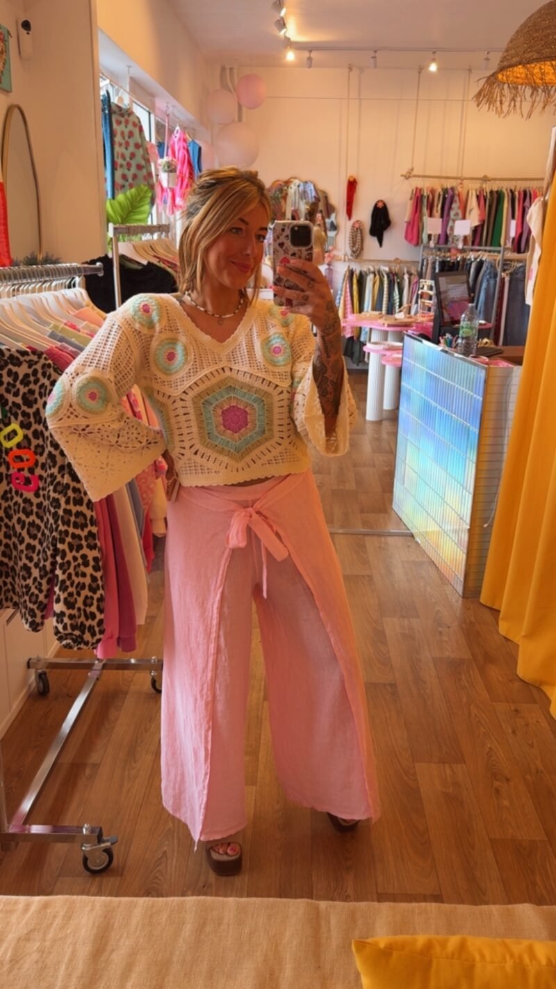 PANTALON EN LIN JUPE  ROSE