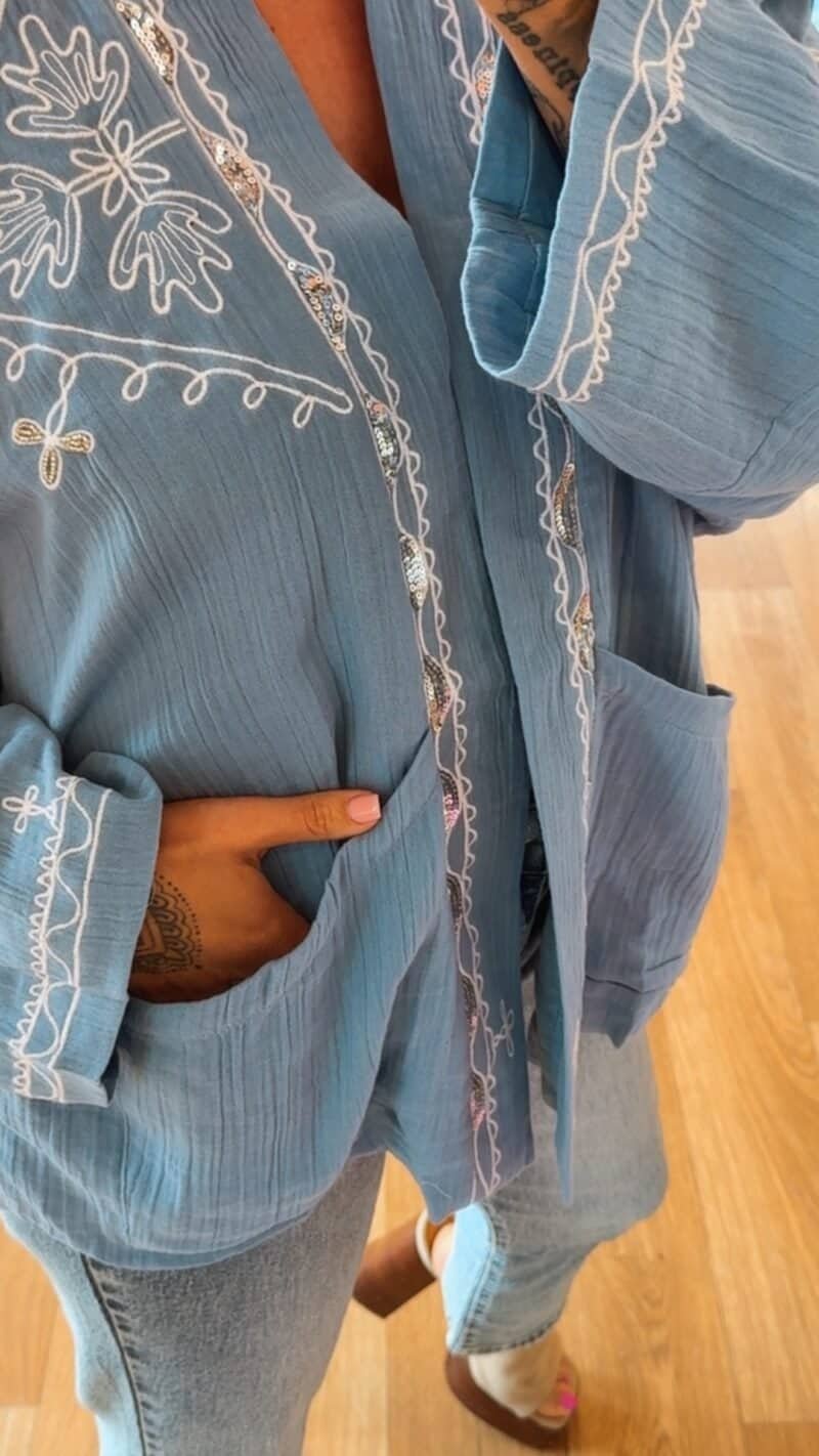 KIMONO COURT BLEU CIEL – Image 3
