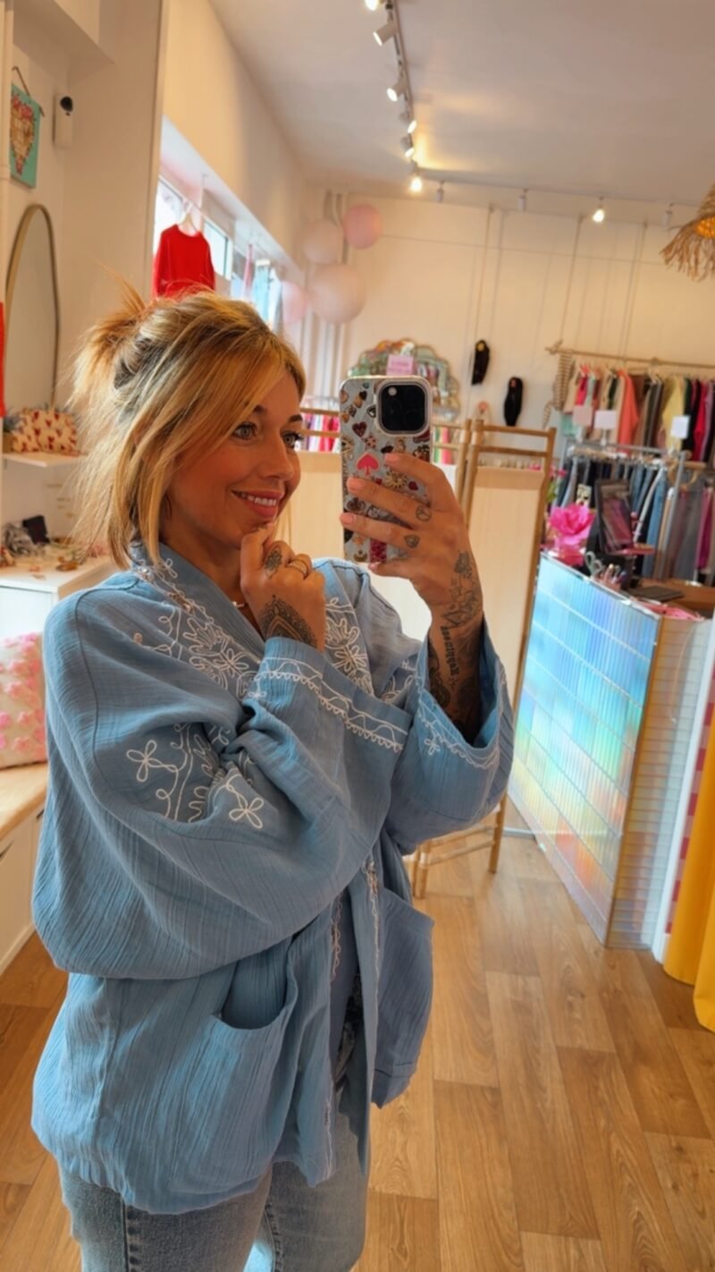 KIMONO COURT BLEU CIEL