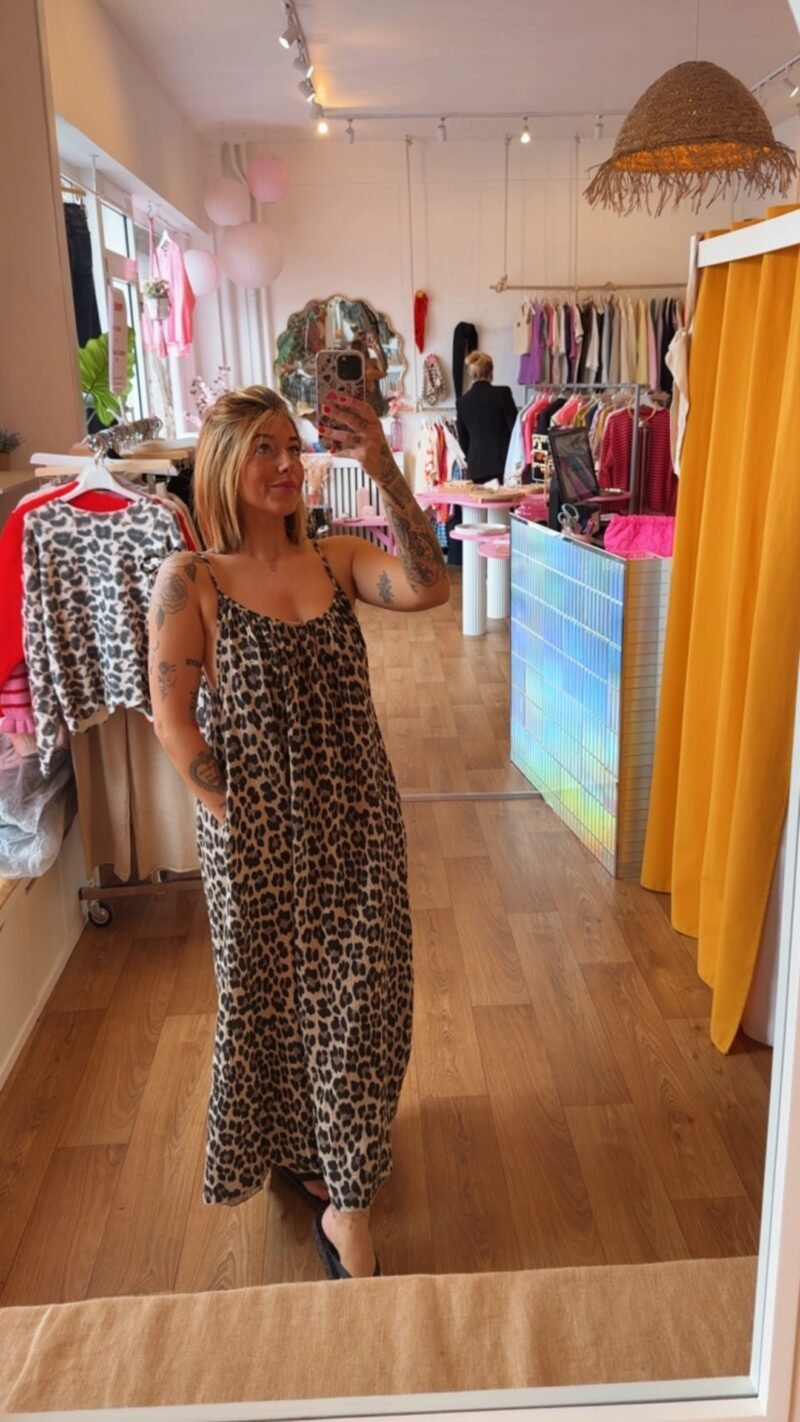 ROBE GAZ LEOPARD FONCE