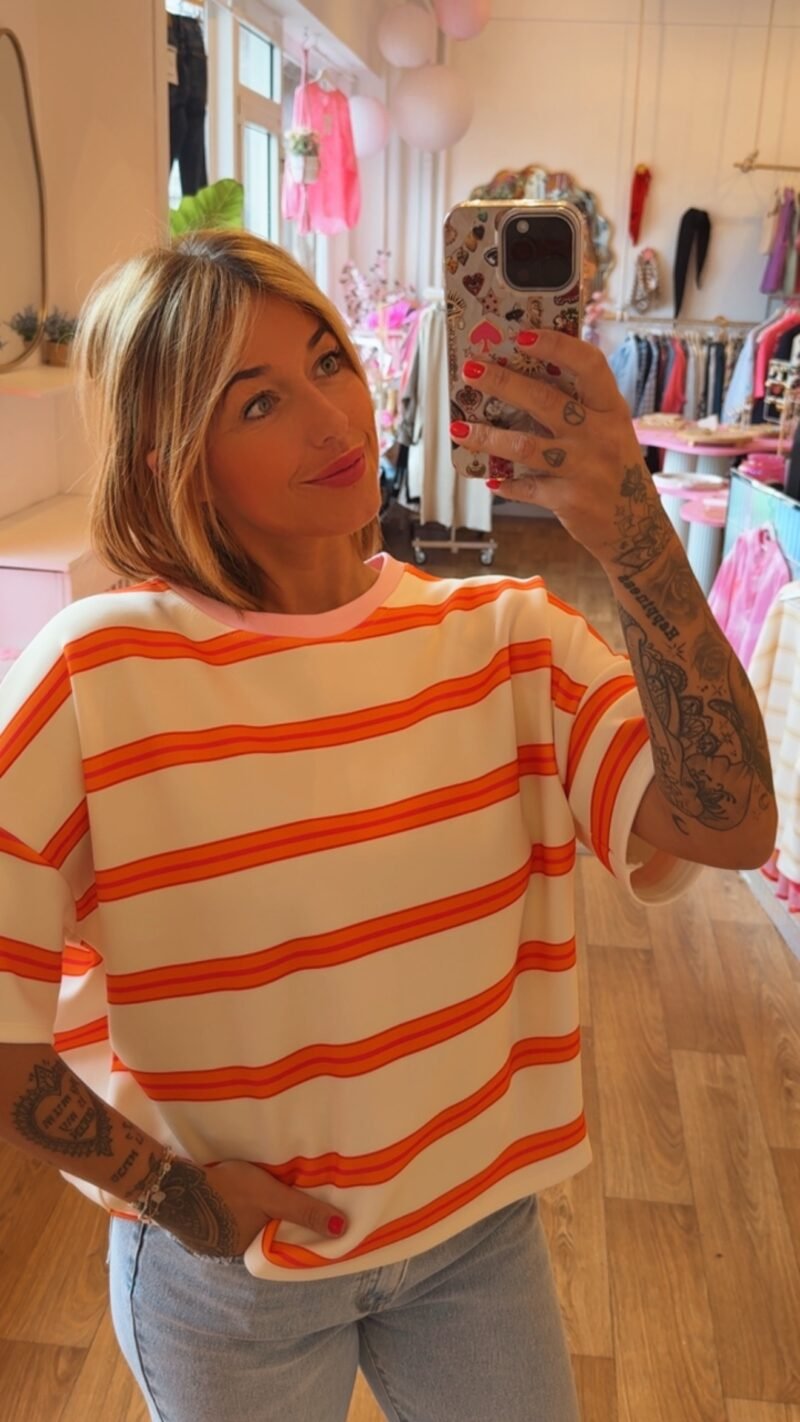 T SHIRT DOUX RAYURES ORANGE