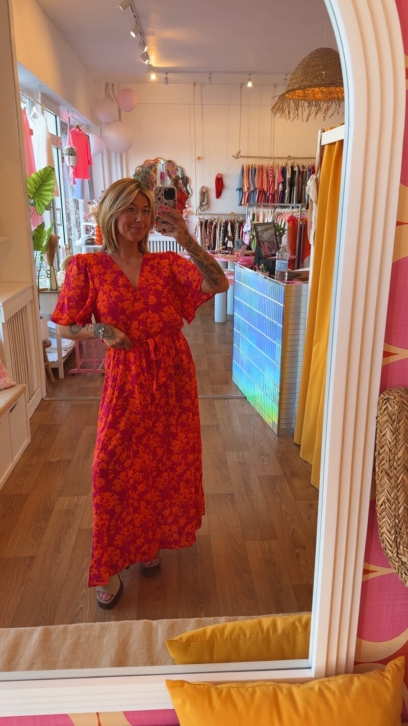 ROBE LONGUE CACHE COEUR FUSHIA  T . M