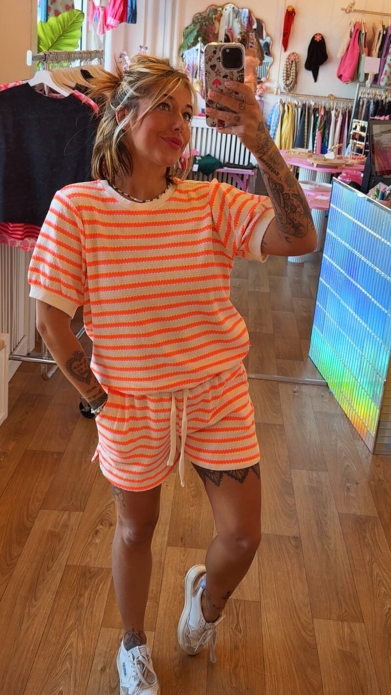 ENSEMBLE COTON RAYE ORANGE FLUO