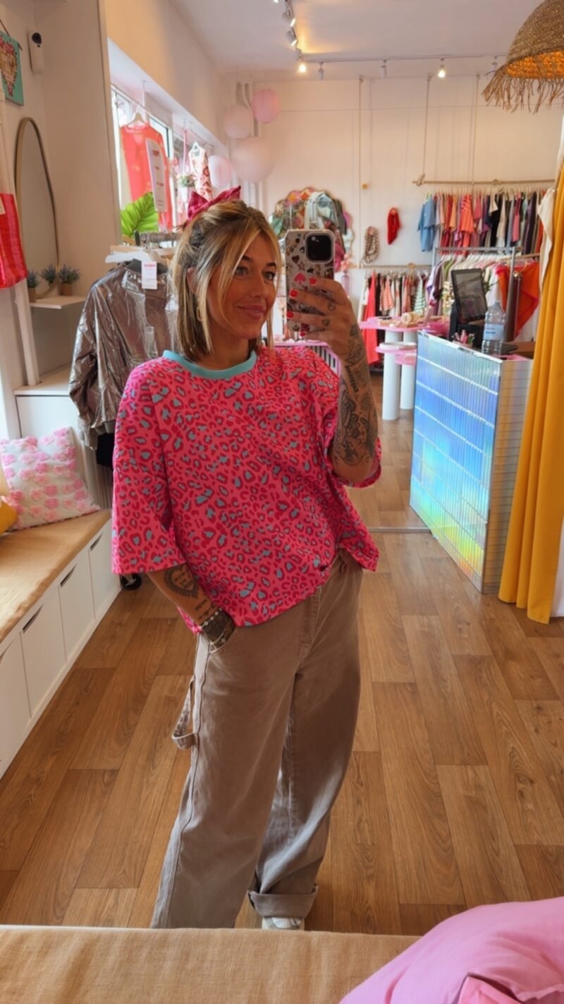 T SHIRT TOUT DOUX LEOPARD FUSHIA