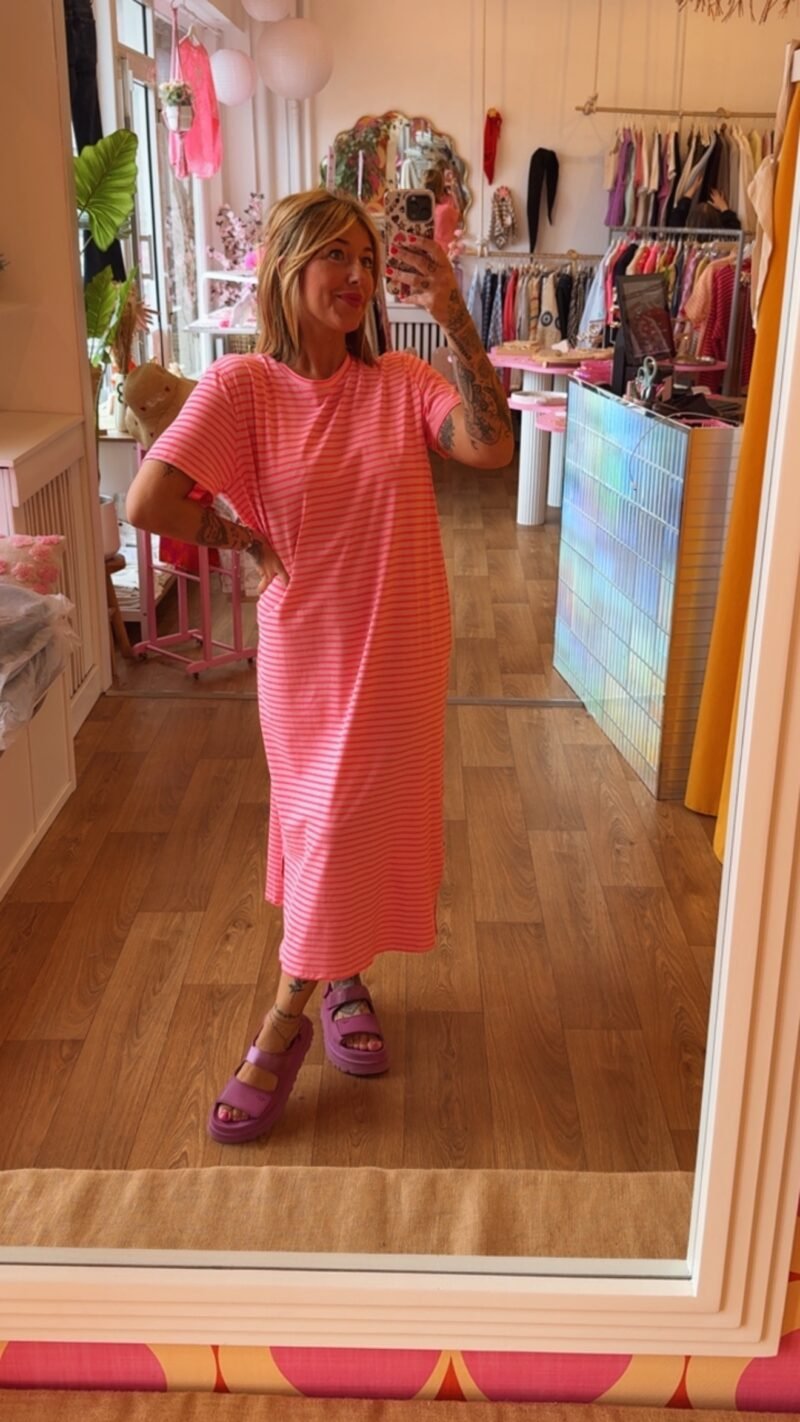 ROBE LONGUE RAYE ROSE