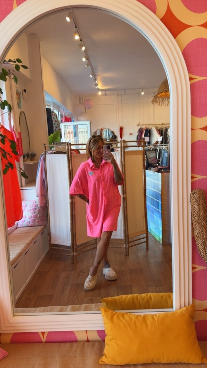 ROBE EPONGE COQUILLAGE ROSE  T . S