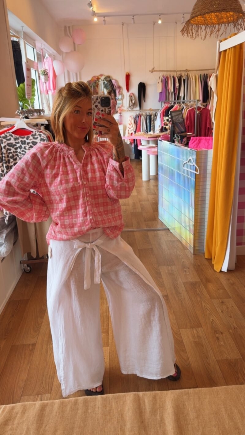 PANTALON EN LIN JUPE  BLANC