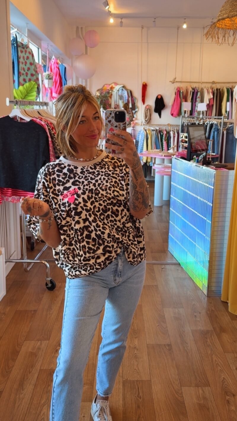 SWEATSHIRT LEOPARD AMORE  ROSE  FUSHIA