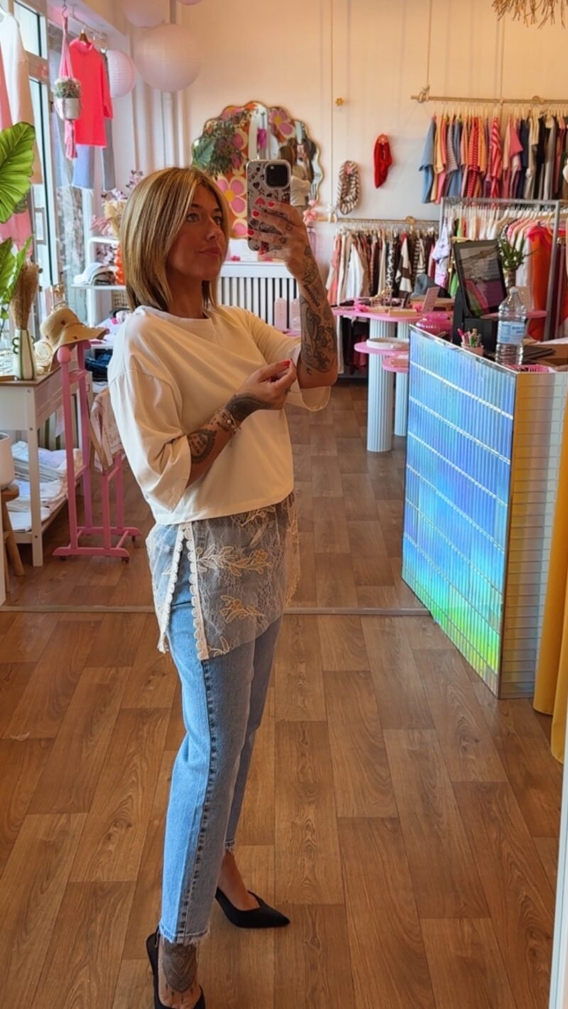 T SHIRT BEIGE DENTELLE
