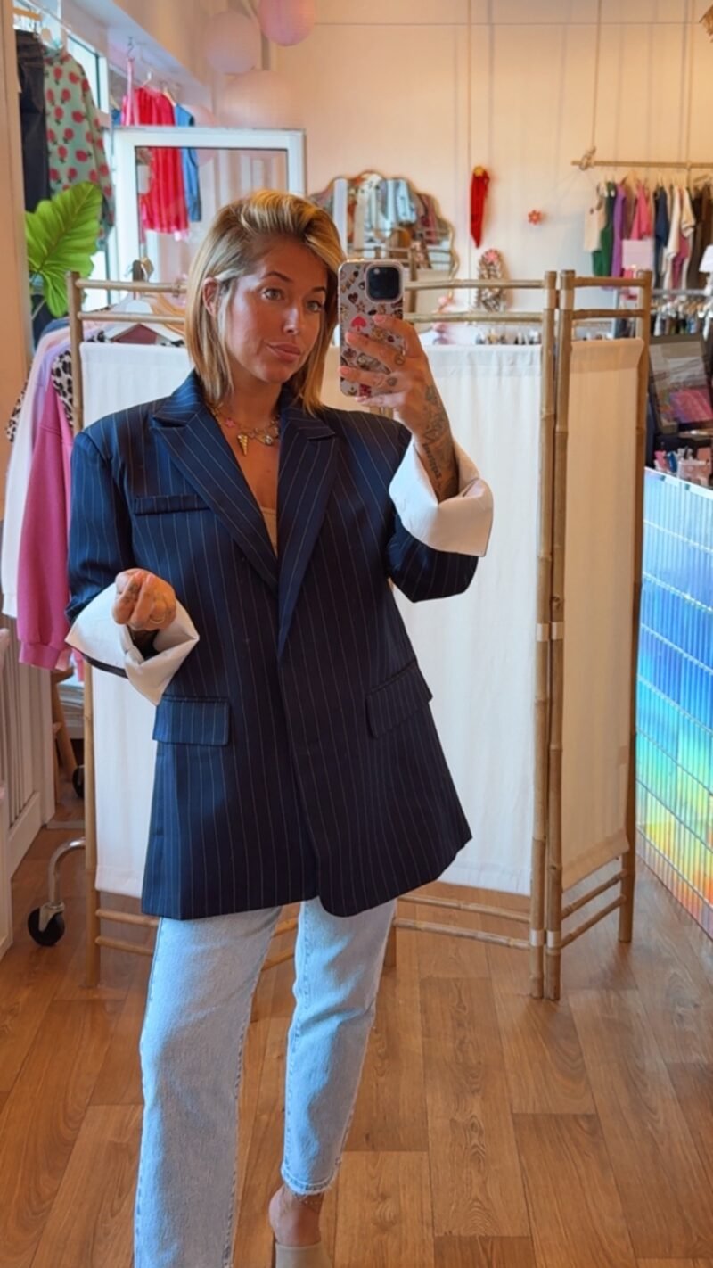 BLAZER OVERSIZE RAYE MARINE. S/M