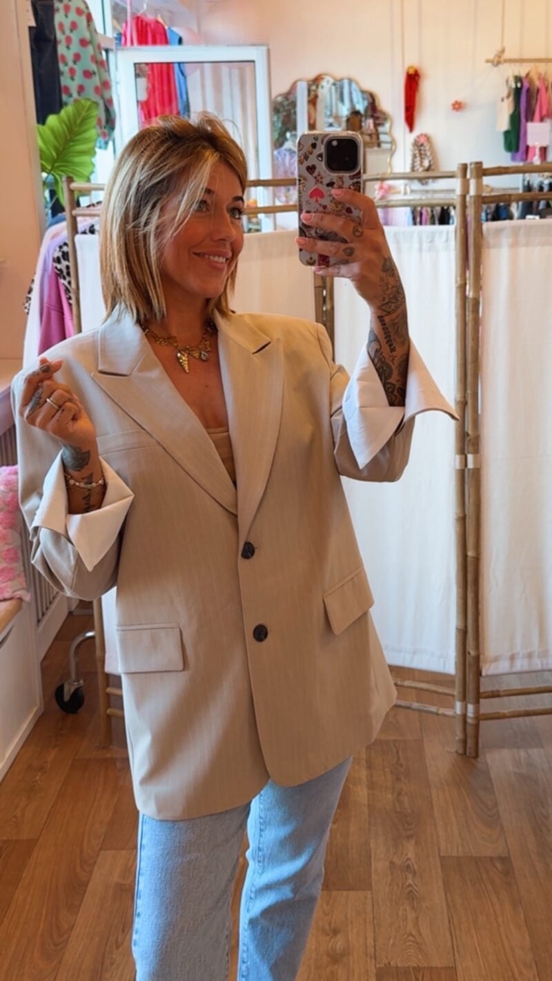BLAZER  OVERSIZE BEIGE RAYE  S/M