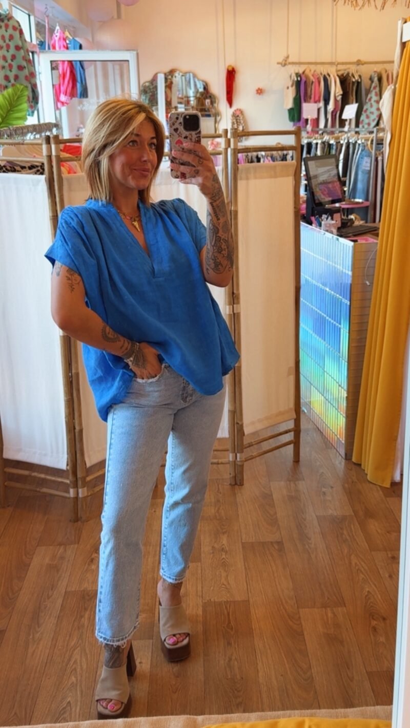 BLOUSE COCO LIN BLEU MAJORELLE