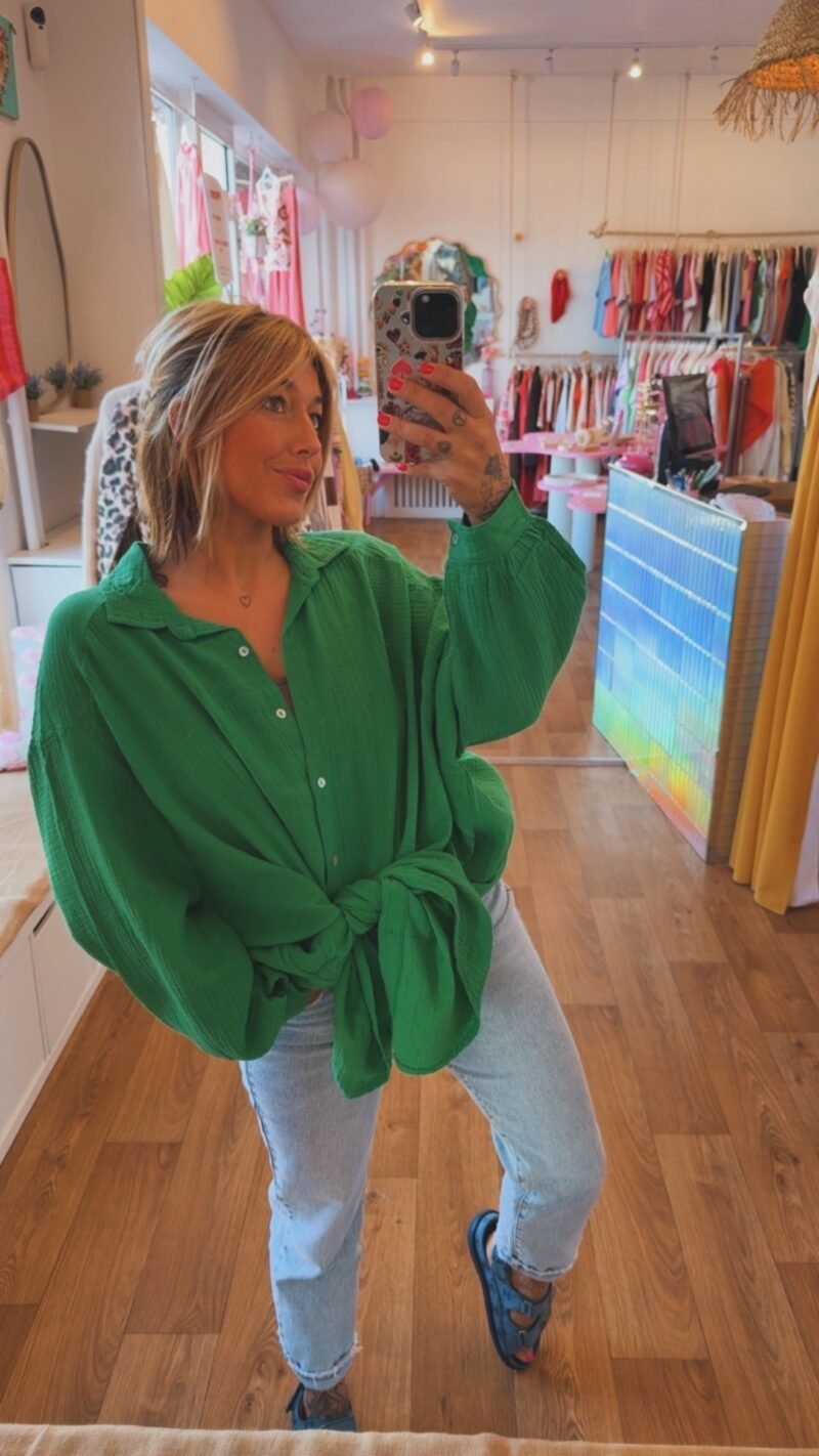 CHEMISE GAZ DE COTON LILI VERT  GUCCI