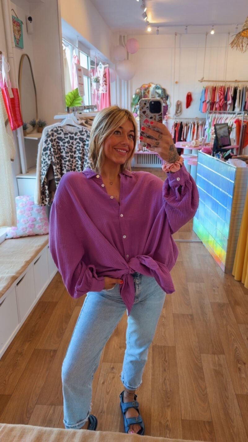 CHEMISE GAZ DE COTON LILI MAUVE