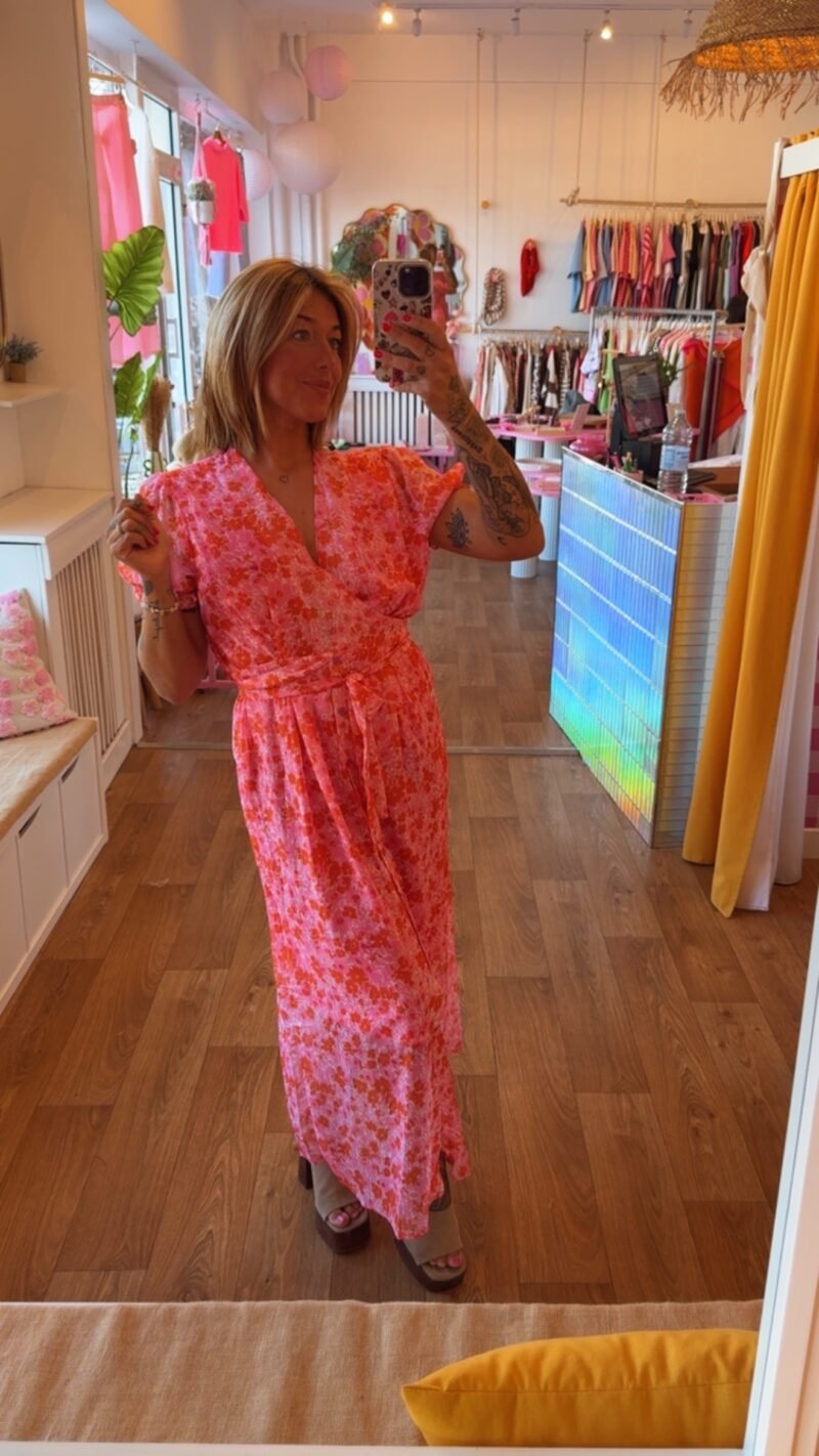 ROBE LONGUE CACHE COEUR ROSE  T . M