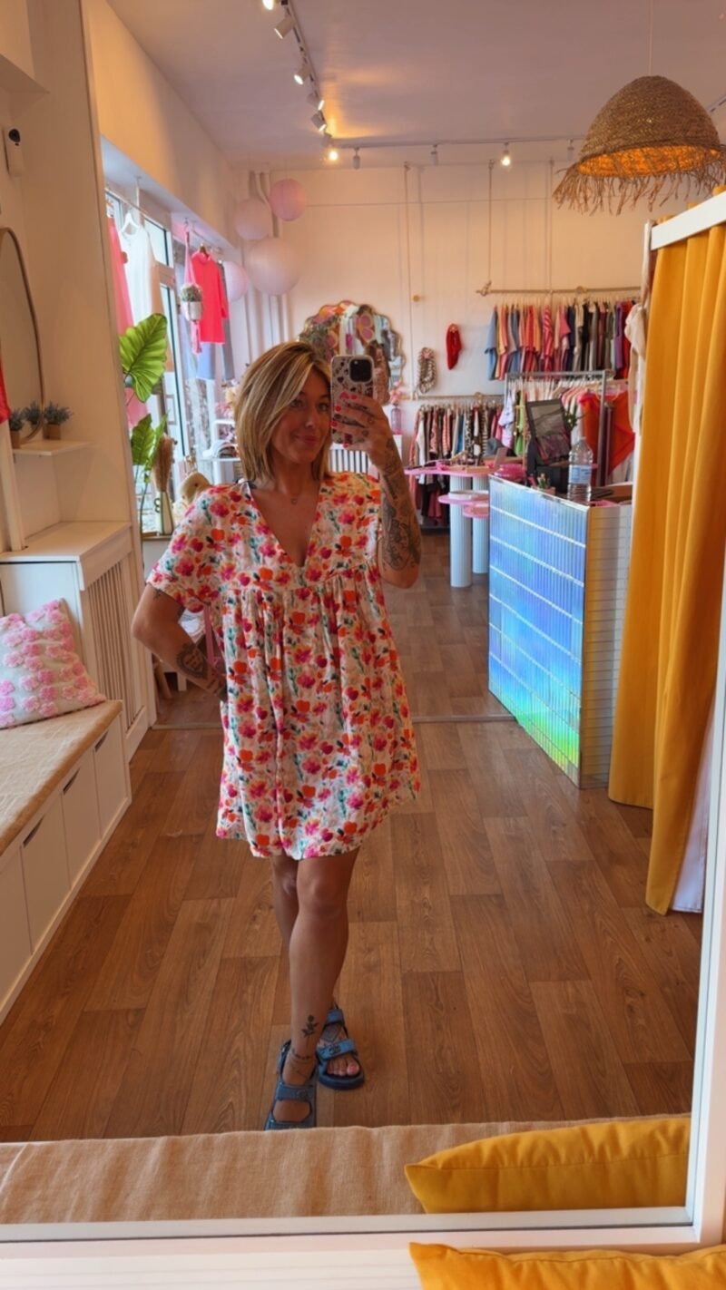 ROBE FLORALE FUSHIA T . M