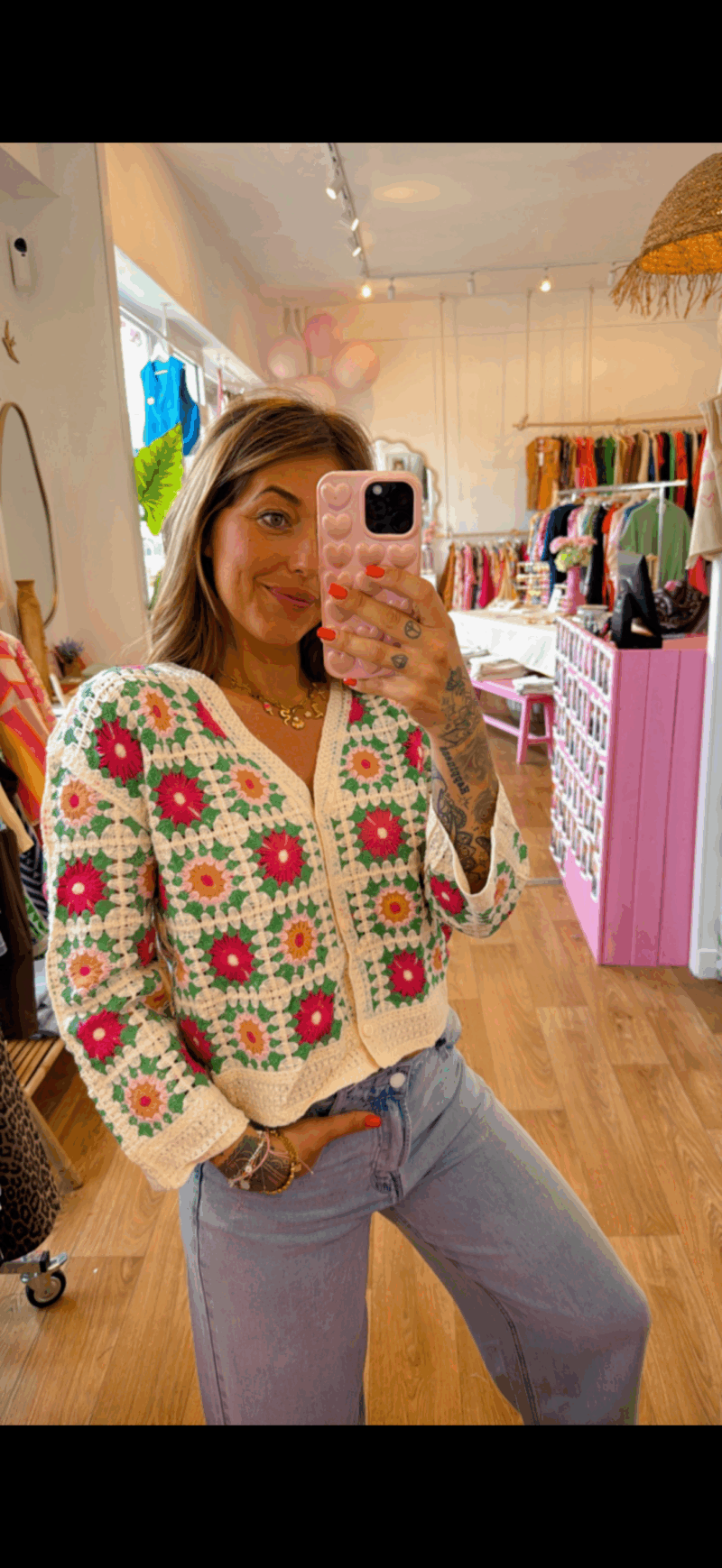 GILET CROCHET   VERT